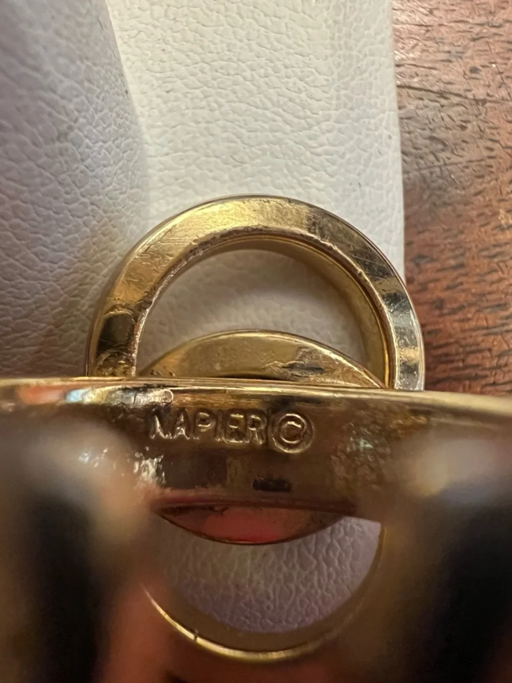 Vintage Napier Gold Tone Double Circle Ring Adjustable Size 6